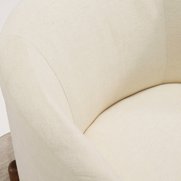 Giverny White Cotton & Linen Barrel Accent Chair
