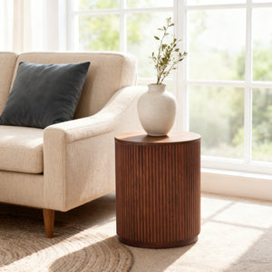 Esmond Fluted Round Side Table (16")