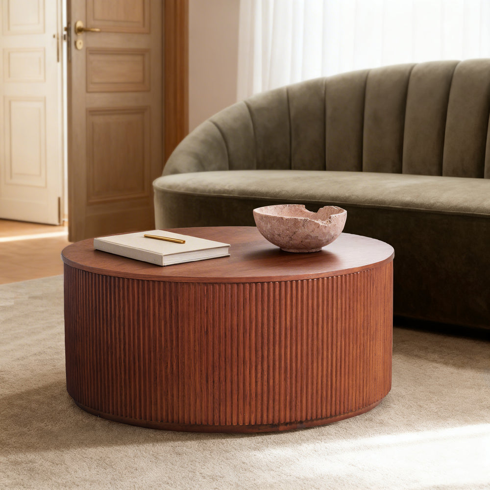 Esmond Fluted Round Lift-Top Coffee Table (35")