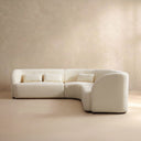 Giverny White Cotton & Linen Curved Sectional Sofa (158")
