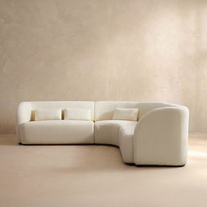 Giverny White Cotton & Linen Curved Sectional Sofa (158")