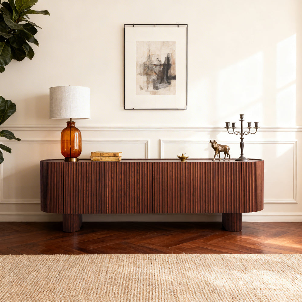 Esmond Walnut Fluted Media Console (84")