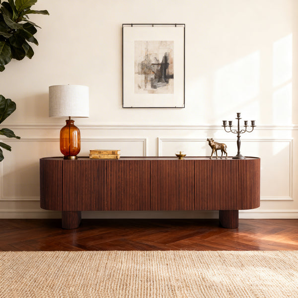 Esmond Walnut Fluted Media Console (84")