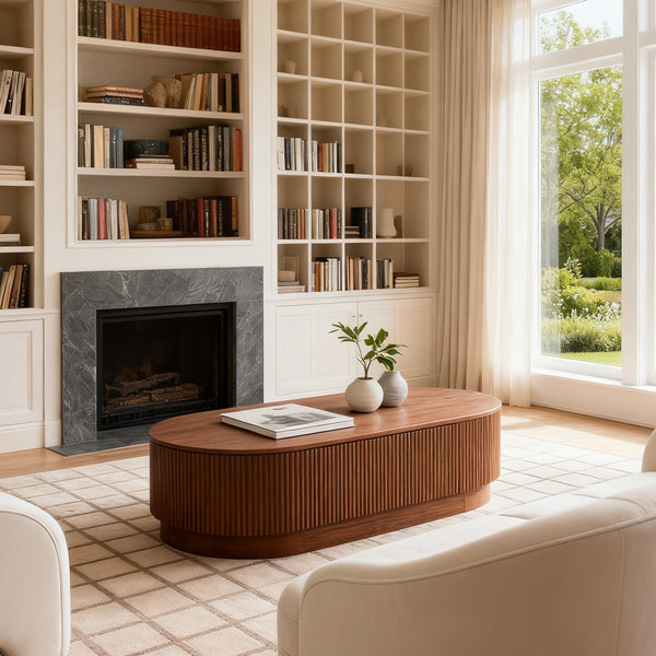 Esmond Fluted Oval Coffee Table (55")