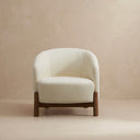 Giverny White Cotton & Linen Barrel Accent Chair