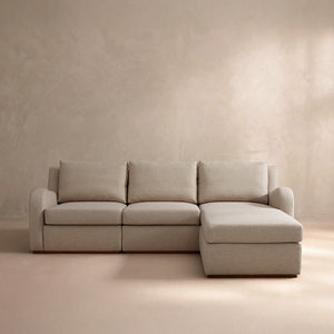 Arden Beige Cotton & Linen Sofa with Ottoman (114")