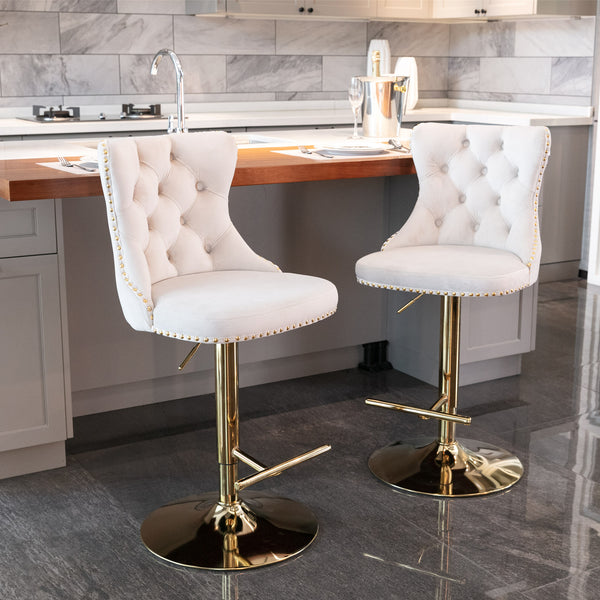 Vintage Velvet Bar & Counter Stools (Set of 2)