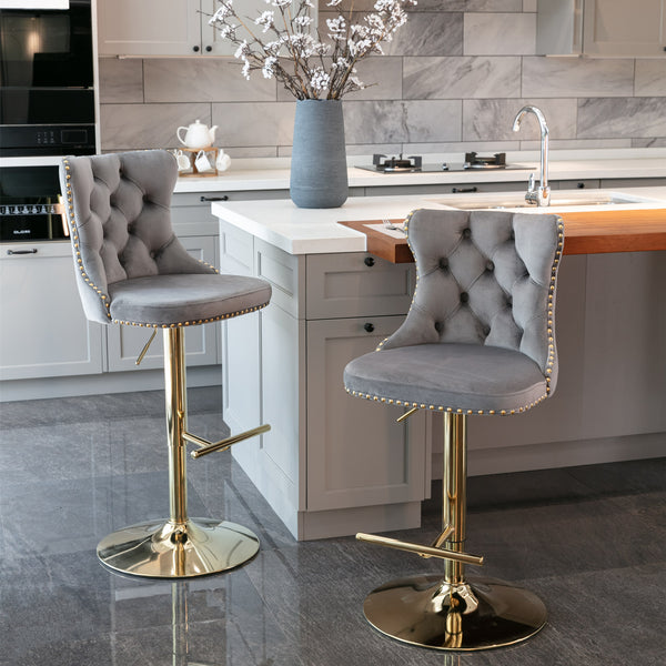 Vintage Velvet Bar & Counter Stools (Set of 2)