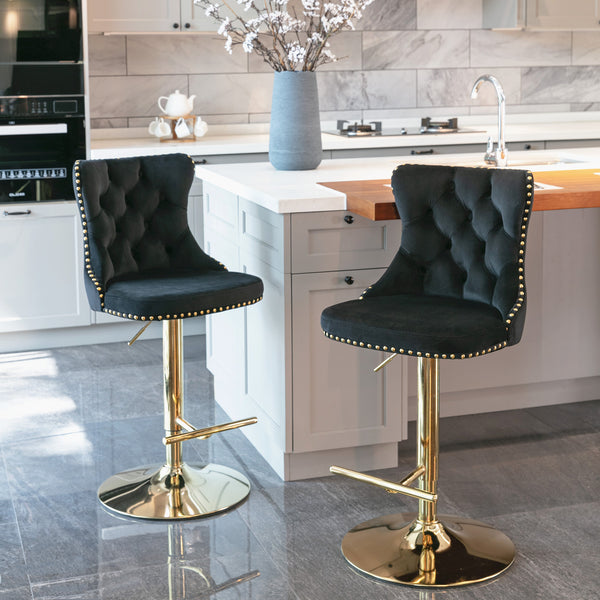Vintage Velvet Bar & Counter Stools (Set of 2)