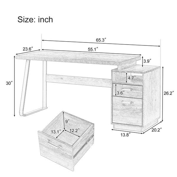 Modern Home Office Desk (65'')