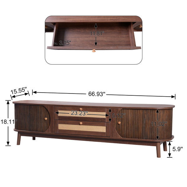 Rattan Storage Media Console (67'')