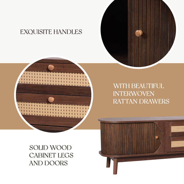 Rattan Storage Media Console (67'')