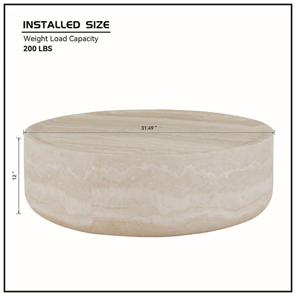 Round Marble-Pattern Coffee Table (31'')