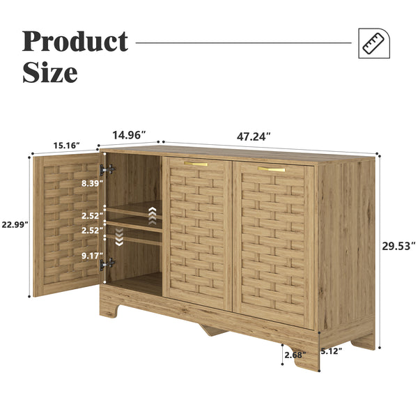 Rustic 3-Door Wood Buffet (47'')