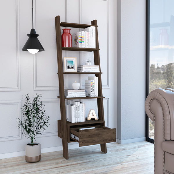 Mid-century Modern Ladder Bookcase (70'')
