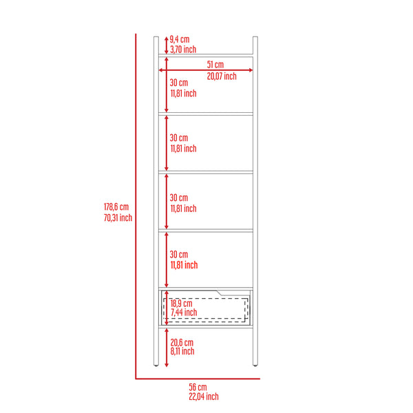 Mid-century Modern Ladder Bookcase (70'')