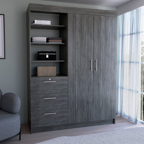 3-Tier Shelf and Drawers Armoire (59'')