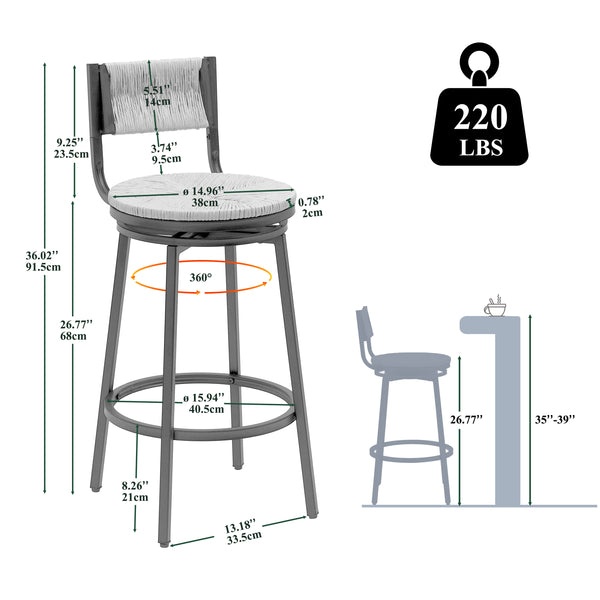 Paper Rope Bar & Counter Stools (Set of 2)