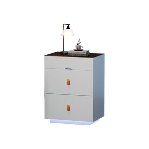 3-Drawer Glass Top Nightstand (30'')