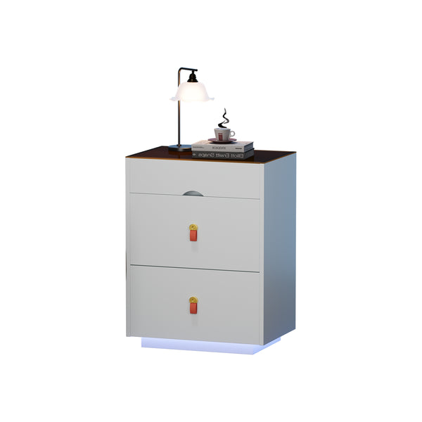 3-Drawer Glass Top Nightstand (30'')