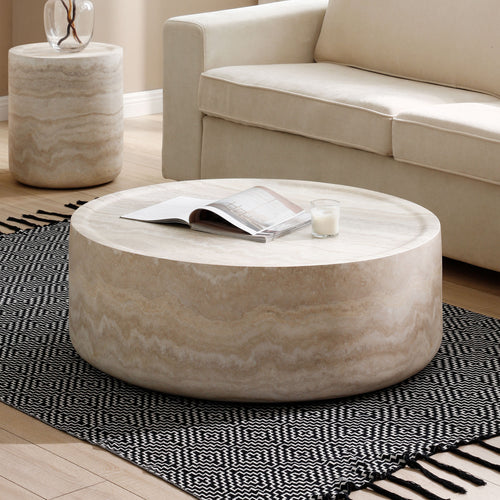 Round Marble-Pattern Coffee Table (31'')