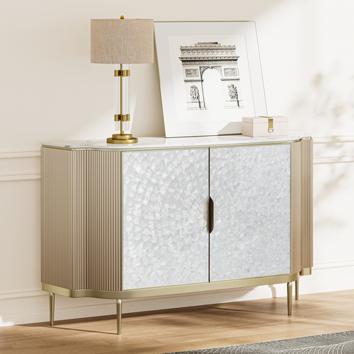 Fluted Marble Top Buffet (59'')