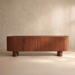 Esmond Walnut Fluted Media Console (84")