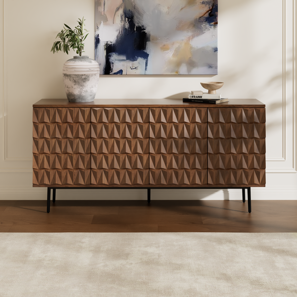Reco Carved Pattern Wood Sideboard (70'')