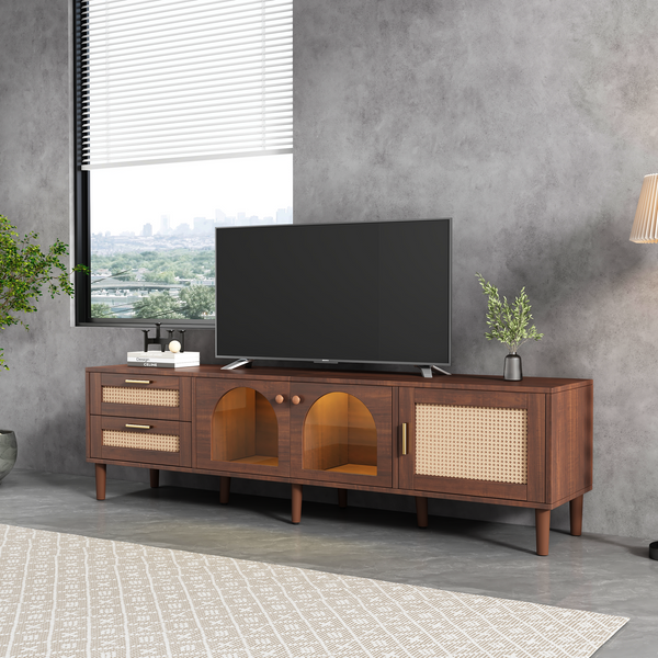 Rattan Pattern Media Console (70'')