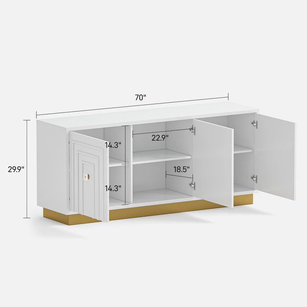 3-door sideboard with dimensions labeled on a white background