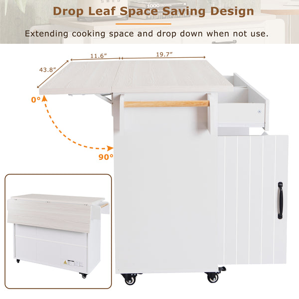 Multifunctional Rolling Kitchen Island (51'')