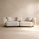 Covan White Cotton & Linen Curved Sofa (104'')