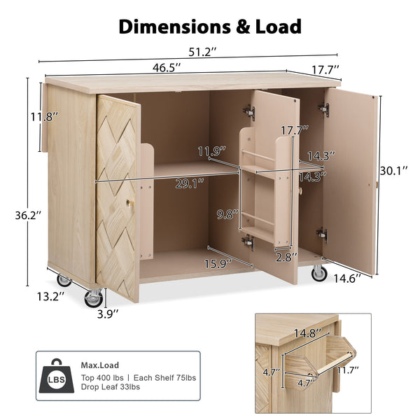 Kitchen Island on Wheels (51'')