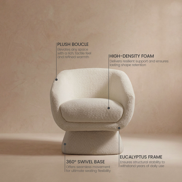 Nephele Boucle Barrel Swivel Chair