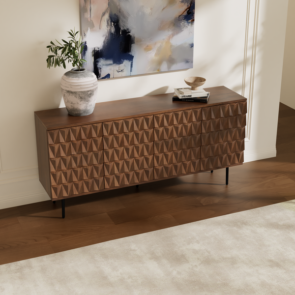 Reco Carved Pattern Wood Sideboard (70'')
