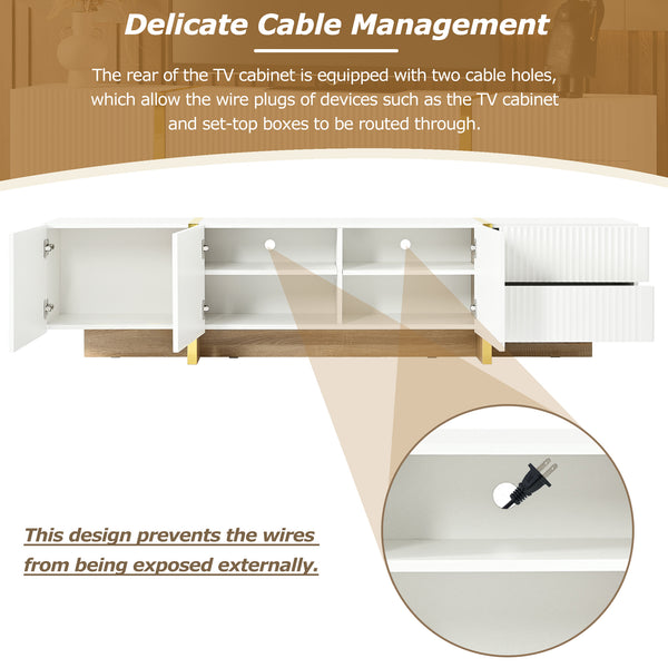 Modern Fluted Media Console (74'')