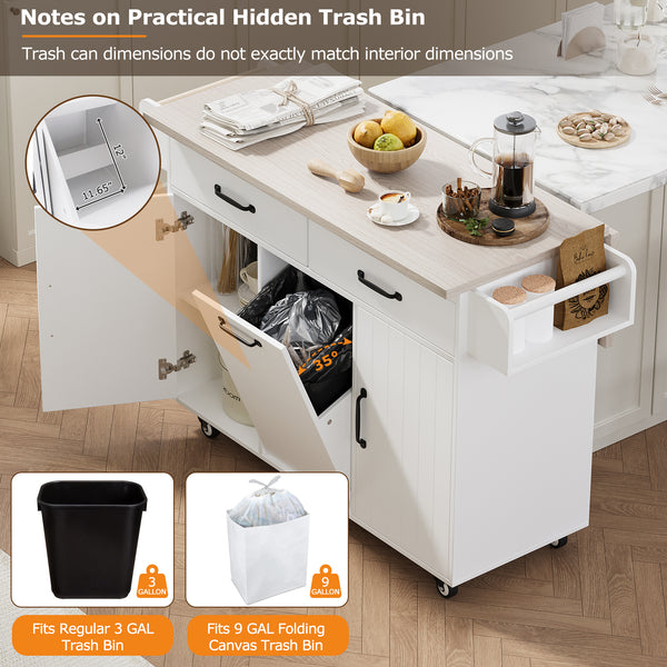 Multifunctional Rolling Kitchen Island (51'')