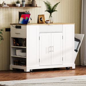 Fluted Storage Kitchen Island (48'')