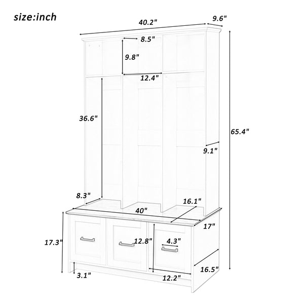 Modern Storage Hall Tree (65'')