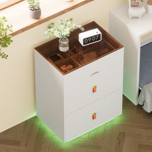 3-Drawer Glass Top Nightstand (30'')