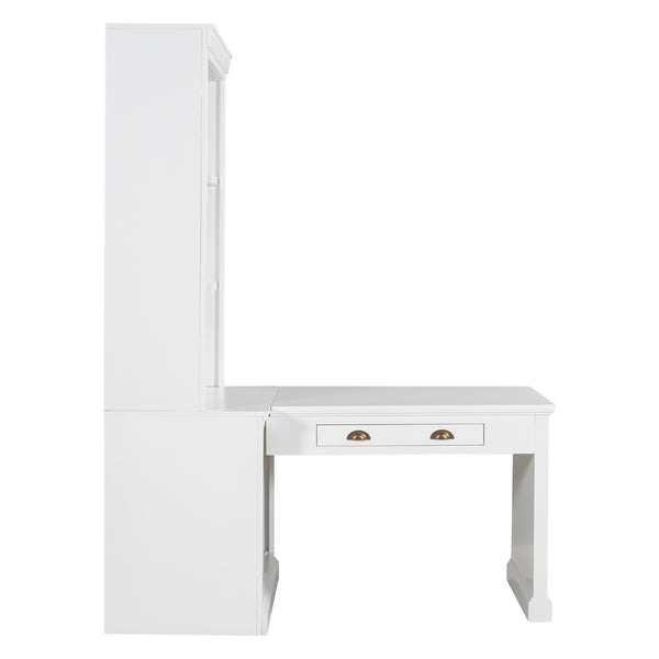Modern Writing Desk with Bookshelf (35'')