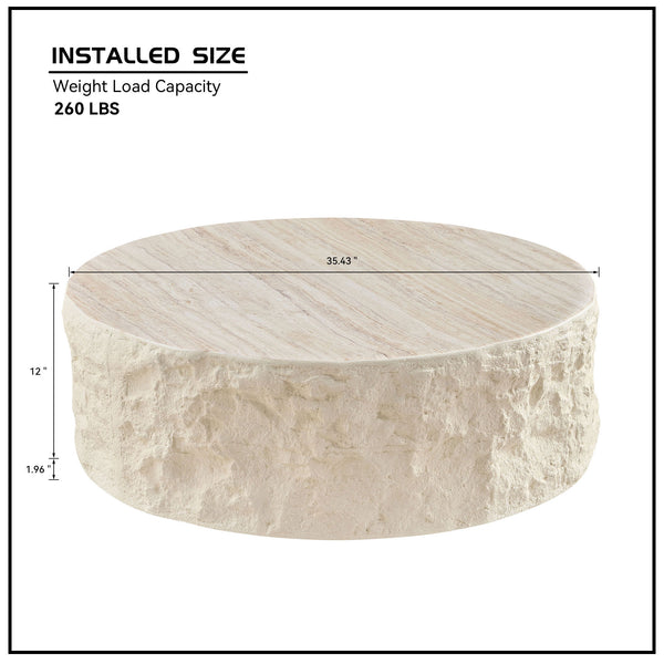 Round Stone Pattern Coffee Table (35'')
