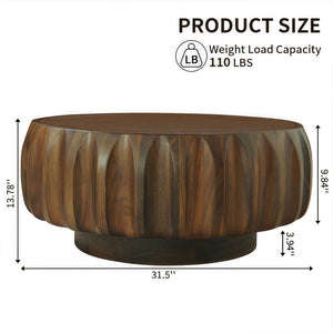 Round Carved Pattern Coffee Table (31'')