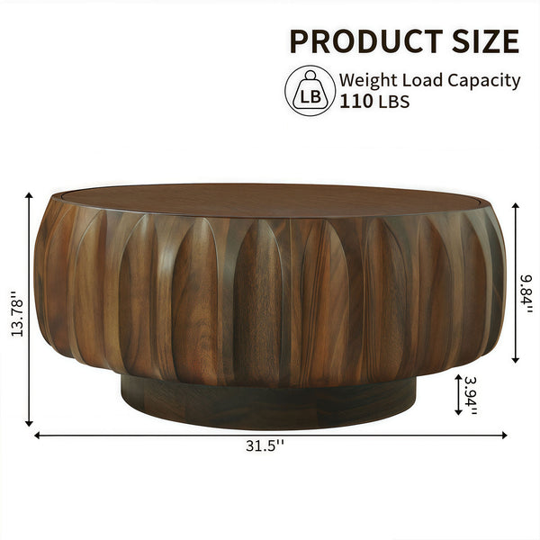 Round Carved Pattern Coffee Table (31'')