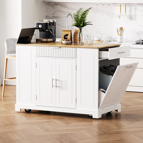 Fluted Storage Kitchen Island (48'')