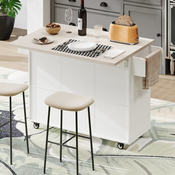 Multifunctional Rolling Kitchen Island (51'')