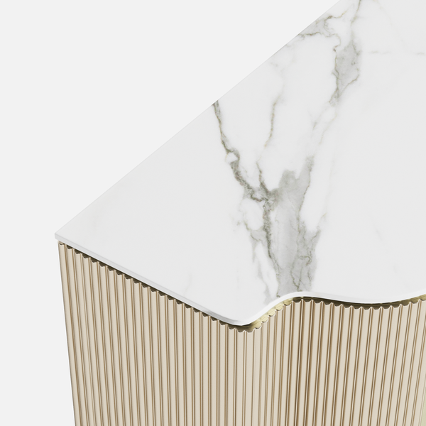 Fluted Marble Top Buffet (59'')