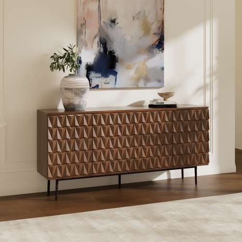 Reco Carved Pattern Wood Sideboard (70'')