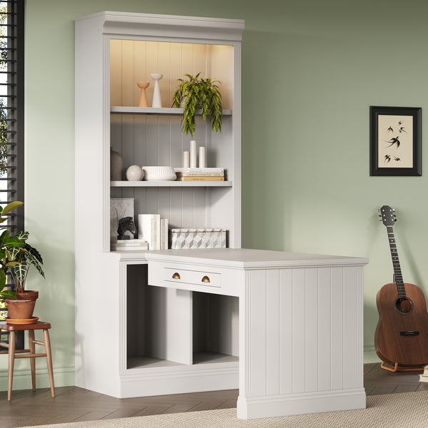 Modern Writing Desk with Bookshelf (35'')