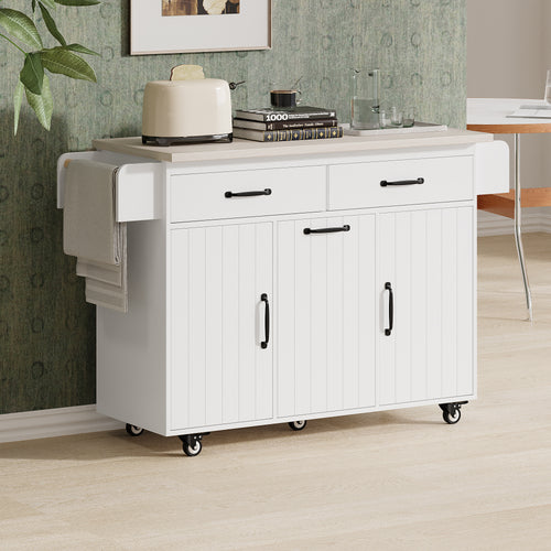 Multifunctional Rolling Kitchen Island (51'')